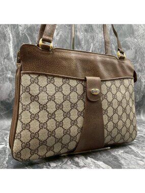 Gucci GG Shoulder Bag Brown Beige Leather